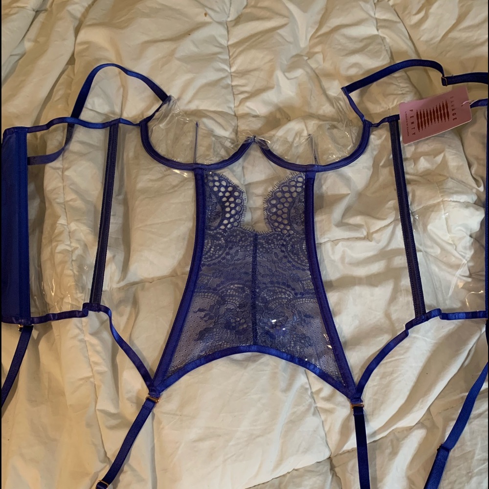 SavageXFenty Blue Vinyl Corset
